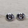 Sterling Silver 925 Open Heart Stud Earrings Heart Cut Cubic Zirconia Image 4