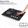 Gas Hob 4 Burners, 60cm Black Glass Gas Cooker Hob, 8060W Wok Burner, Built-in Cooktop with Flame Failure Protection, NG/LPG Convertible Image 8