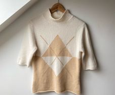 Pringle of Scotland Short Sleeve Mock Neck Pure Cashmere Knit Perfect