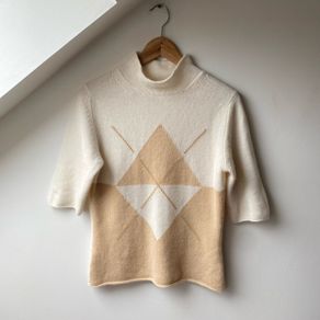 Pringle of Scotland Short Sleeve Mock Neck Pure Cashmere Knit Perfect