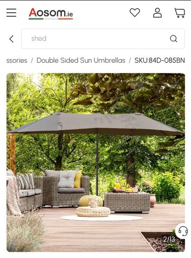 Outsunny 4.6m Garden Parasol Double-Sided Sun Canopy