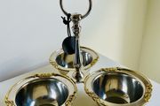 Atticus and Stone 3 Bowl Serving Dish Trio Silver and Gold Vintage Style