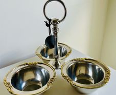 Atticus and Stone 3 Bowl Serving Dish Trio Silver and Gold Vintage Style