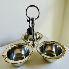 Atticus and Stone 3 Bowl Serving Dish Trio Silver and Gold Vintage Style