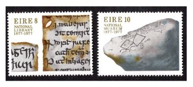 1976 Ireland Centenary of the Founding of the National Library and of The National Museum Commemorative Stamps Mint Never Hinged (MNH)