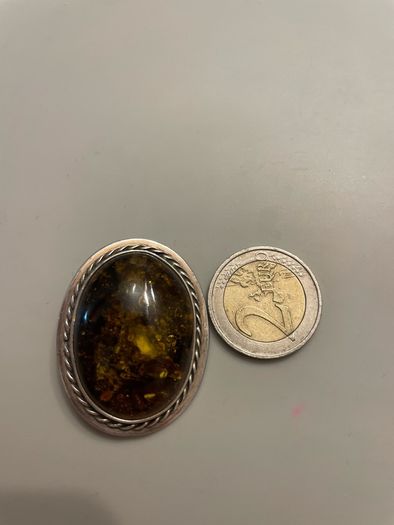 Sterling Silver with Amber Brooch