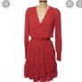 MICHAEL KORS Red Smocked Ruffled Polka Dot Dress UK 10 Image 6