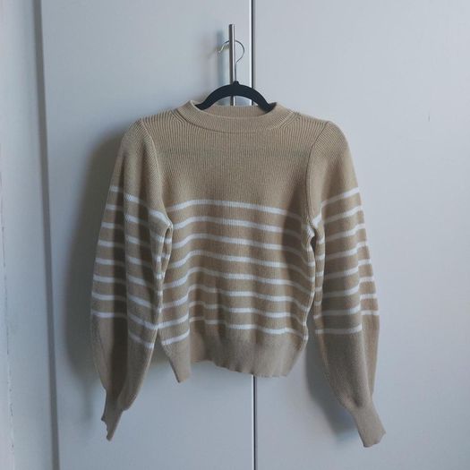 Aware by Vero Moda light brown and white striped sweater