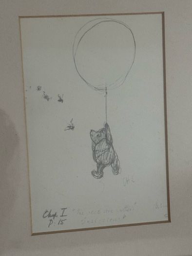 Framed EH Shepard Classic Winnie the Pooh Pencil Sketch Prints (64 x 30cm)