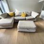 Grey corner sofa with matching footstool Image 2
