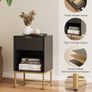 Bedside Table with Drawer, 15.7 Wide Side Table and Large Shelf, Modern Bedside Cabinet for Bedroom, Living Room, Office  Balck Fluted Finish Image 6
