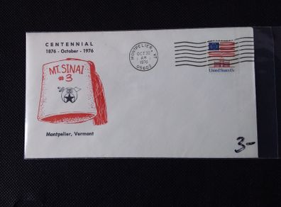 U.S.A. Stamps : Masonic Centennial Cover : Mt. Sinai Lodge 1976