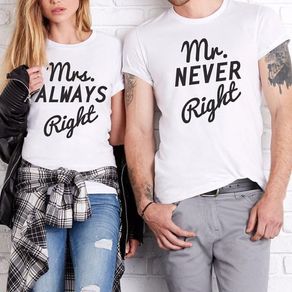 Mrs Always Right And Mr Never Right Couple T-shirts For Valentines Day Gift Present