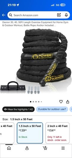 50 Foot Battle Rope And Wall Anchor!