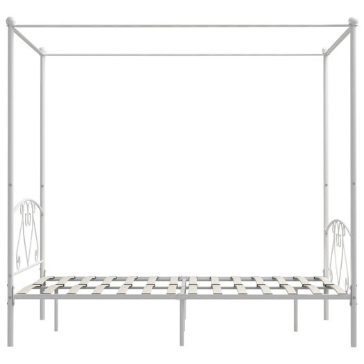 Canopy Bed Frame White Metal 160x200 cm