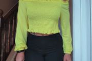 Yellow open Shoulder cropped top