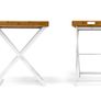 Relaxdays Folding Side Table, Bamboo, White and Natural, 60x40x72 cm Image 4