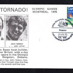 1976 Canada cover commemorating Reg White, (with his brother-in-law) an Essex Boat-builder, won a gold for Britain with a day and a race to pare in the Olympic Yachting at Kinston tying 15c Olympic Commemorative Stamp with Olympic stamp cancel