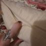 cream french knots heart shabby chic cushion Image 4