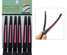 Hairdressing Sectioning Hair Clips with Rubber Bar Styling Hair Clamps - 6 Pcs