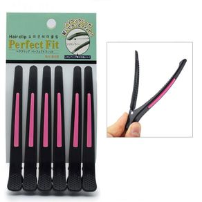 Hairdressing Sectioning Hair Clips with Rubber Bar Styling Hair Clamps - 6 Pcs