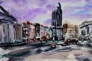 Nelson's pillar aftermath  watercolour