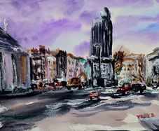 Nelson's pillar aftermath  watercolour