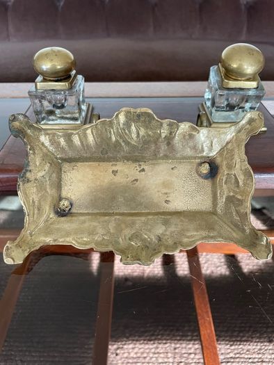 Vintage Ornate Brass Postage Stamp Keepsakes Box