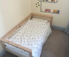 Pine bed frame and mattress
