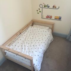 Pine bed frame and mattress