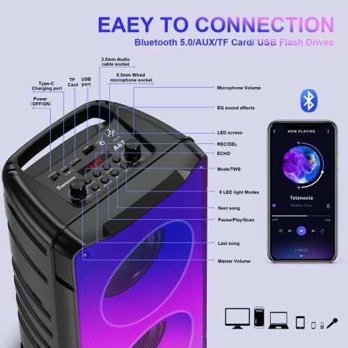 Bluetooth Speakers, 60W(80W Peak) Portable Loud Wireless Stereo Speaker with Rich Bass, Bluetooth 5.0, FM Radio, Colorful Lights, TWS Pairing, 10000mAh Battery, Outdoor Speaker for Home Party Gifts