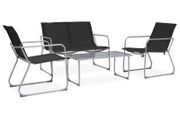 4 Piece Garden Lounge Set Fabric &amp; Steel Black