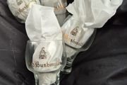 Bushmills glasses A set of 4 Old Bushmills glasses.Whiskey Memorabilia man's cave of Memorabilia from famous distilleries of Ireland, Whiskey Jugs, Old Bottles, Mirrors and general whiskey  garden pub bar home gift present old vintage display antique