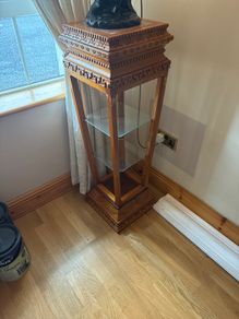 Wooden and glass stand