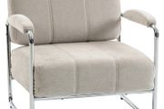 Living Room Armchair Bedroom Chair Thick Padding in Chenille Beige