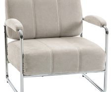 Living Room Armchair Bedroom Chair Thick Padding in Chenille Beige
