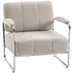 Living Room Armchair Bedroom Chair Thick Padding in Chenille Beige