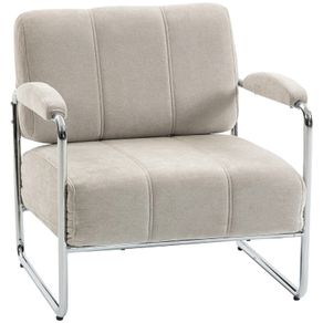Living Room Armchair Bedroom Chair Thick Padding in Chenille Beige
