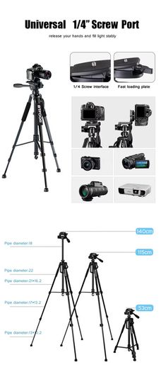 Phone Travel Self Tripod Aluminum Tall 55 140CM Stand With Quick Plates Mount Pan Head For Canon Nikon DSLR SLR Digital Camera