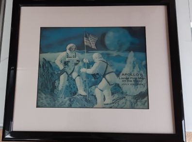 Vintage lenticular print, 1969 Apollo 11 moon landing