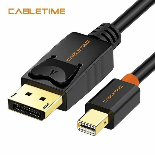 Cabletime 3M Mini DisplayPort to DisplayPort v1.2 Male (4K@60Hz) (Video-Audio) (Gold-Plated) Cable (Brand New/Warranty)