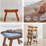 Wooden Footstool, Foot Stool Ottoman Padded Chair Stool with Removable Cover 4 Beech Legs Suitable for Bedroom, Living Room and Kitchen, (Brown leg+ Brown cushion), Image 7