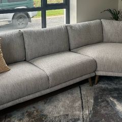 Grey Fabric Corner + 2 Seater Sofa