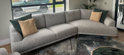 Grey Fabric Corner + 2 Seater Sofa