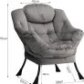 Armchair Comfy Chair Living Room Armchair Velvet Chair Accent Chair Reading Chair Relax Arm Chair Lounge Chair Bedroom Chair with Steel Frame, Dark Grey Image 5
