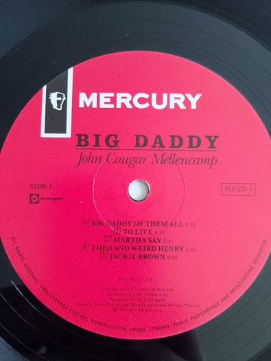 John Cougar Mellencamp - Big Daddy Vinyl LP (1989) UK 1st Pressing Southern Folk Rock EX+