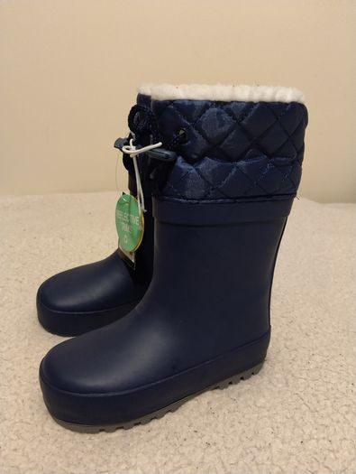 Navy Fur Lined Wellies, New With Tags