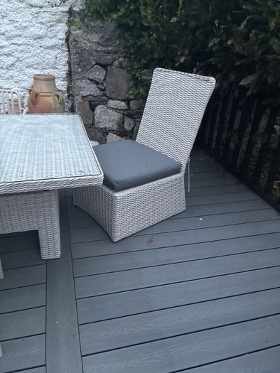 Huge Outdoor Living corner sofa and grey cushions .Please read