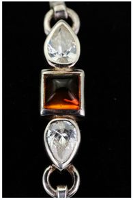 Sterling Silver Gemstone Amber Bangle Bracelet
