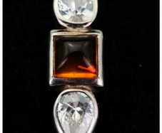 Sterling Silver Gemstone Amber Bangle Bracelet